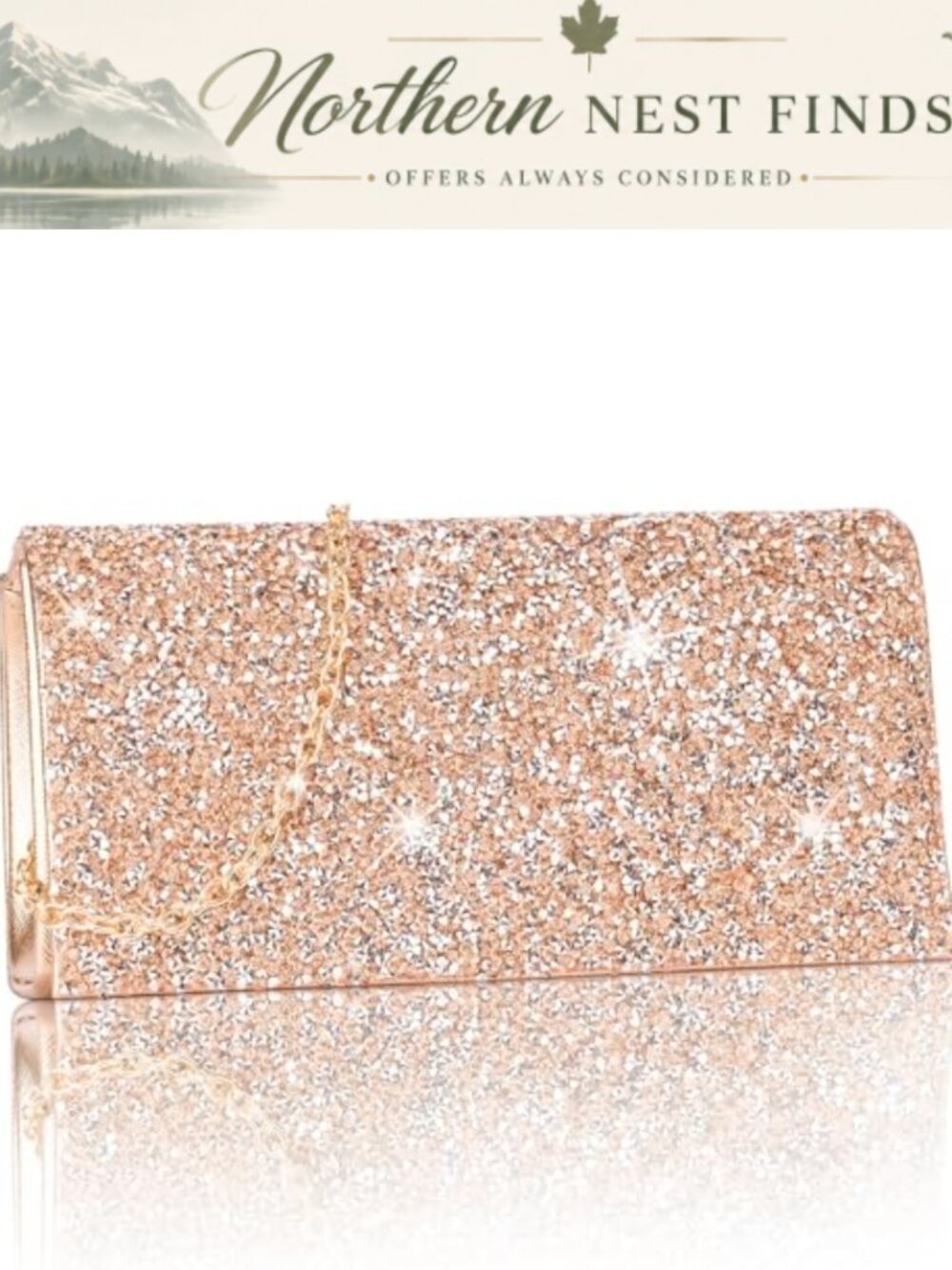 Larcenciel Bling Rhinestone Envelope Clutch Detachable Chain Formal Evening Bag